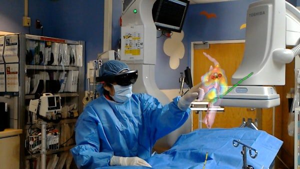 Jennifer Silva, MD, uses the holographic display during a cardiac ablation procedure. (Courtesy photo)