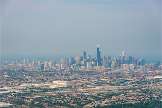 Aerial view of downtown Chicago