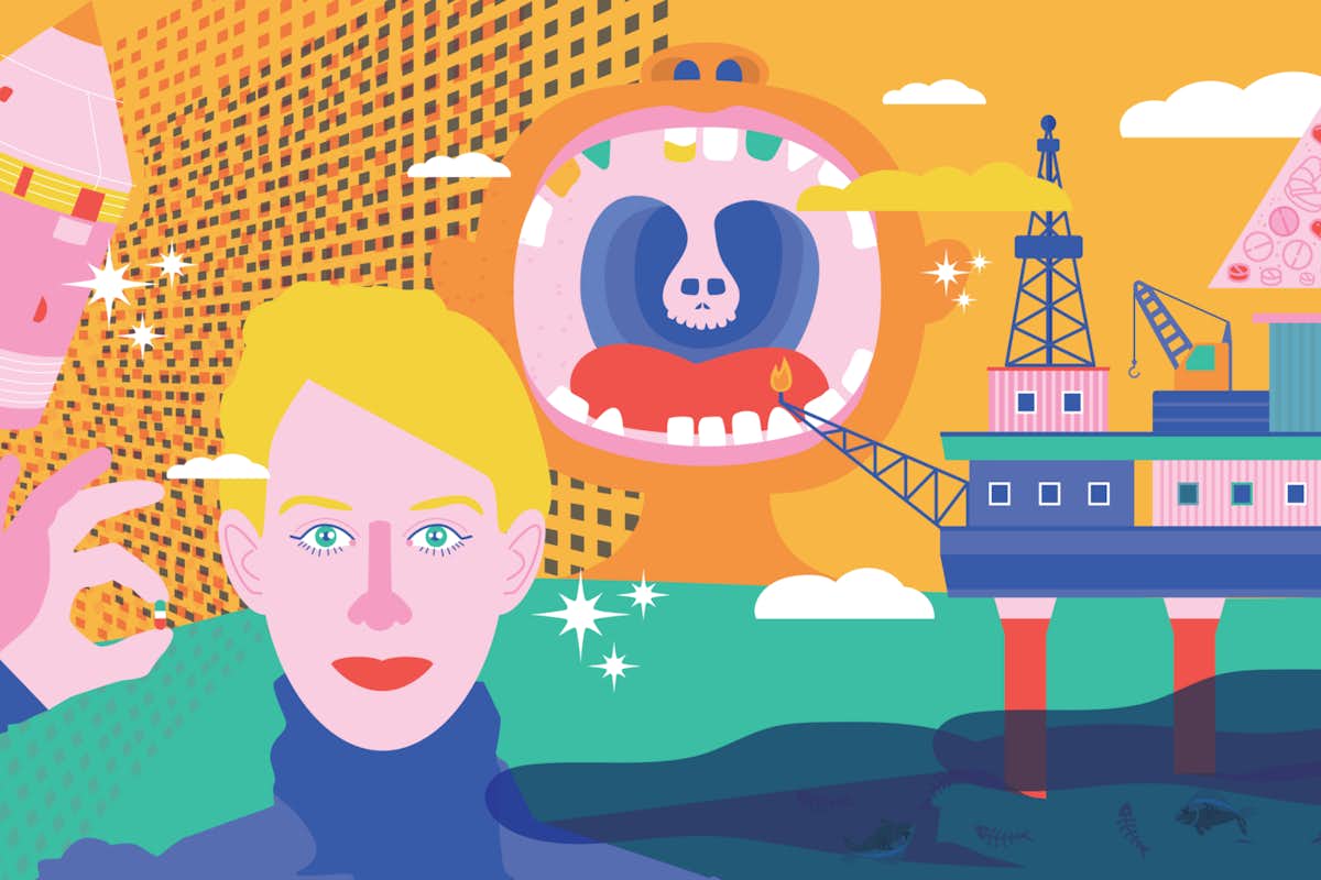 Sandra Matteucci’s “Engineering Ethics and Sustainability” course uses real-world examples, many of which have been made into feature films, to showcase ethical (or not) decision-making. (Illustration: Monica Duwel)