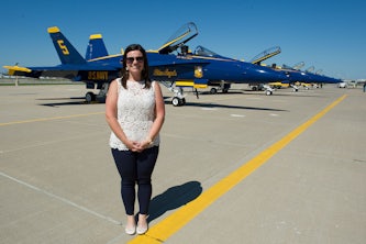 Alumna Jenelle Cooper has served as chief engineer of both the T-45 and the AV-8B aircraft and now manages a team of systems engineers. (Courtesy photo)