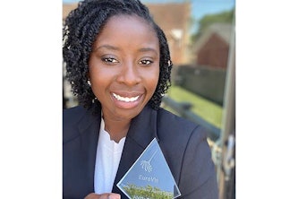 Alvitta Ottley with the Young Researcher Award she received at EuroVis 2022 in June. (Courtesy image)