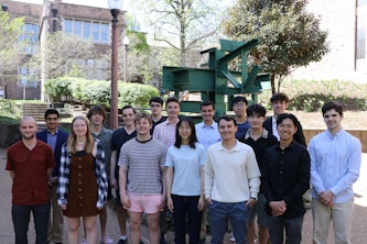 Front row, from left: Edward Chandler, Samm Kaiser, Jacob Wheelock, Evelyn Song, Louis Kotler and Caleb Liu Second row, from left: Amay Kejriwal, Kyle Montgomery, Jacob Sandler, Ulysses Atkeson, Jeremy Kunen, Evan Zhong and Asher Baraban Third row, from left: Robert Fuchs, Bochun Mei and Joseph Melkonian