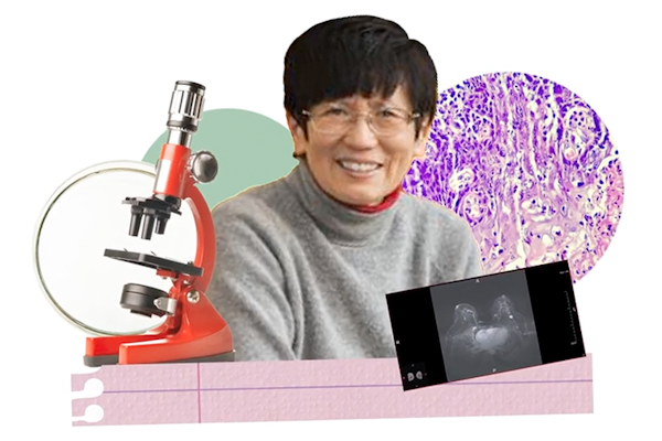 The McKelvey School of Engineering’s Quing Zhu is a pioneer in combining ultrasound and near infrared imaging modalities for clinical diagnosis of breast and ovarian cancers — and for treatment assessment and prediction of outcomes of advanced breast cancers.  (Graphic: Monica Duwel/Washington University)