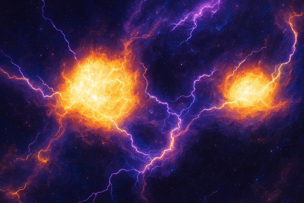 Fluorescent image shows the electrochemical effect of protein assemblies.