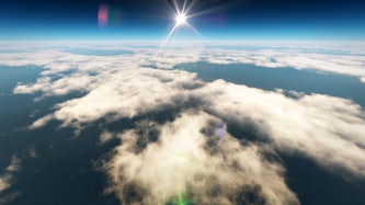 Stratospheric aerosol injection, a geoengineering technology that could offset the warming caused by human-made greenhouse gas emissions, works by seeding aerosols into the upper atmosphere to reflect the sun’s rays before they can warm the planet. (Image: iStock)