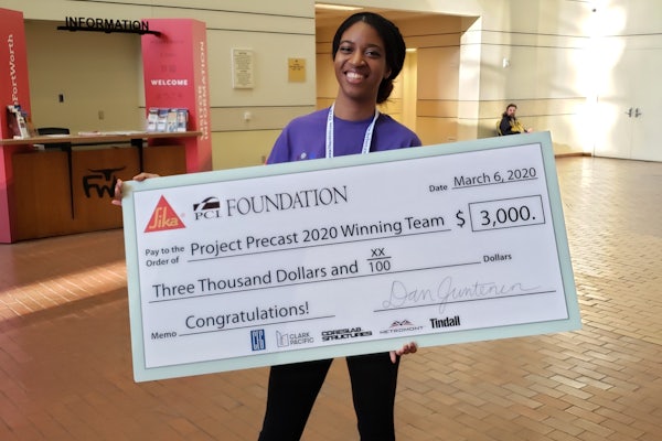 Courtney Prentiss, a master's student studying construction management and architecture, was a member of the winning team at the second annual Project Precast Design Competition. Submitted photo
