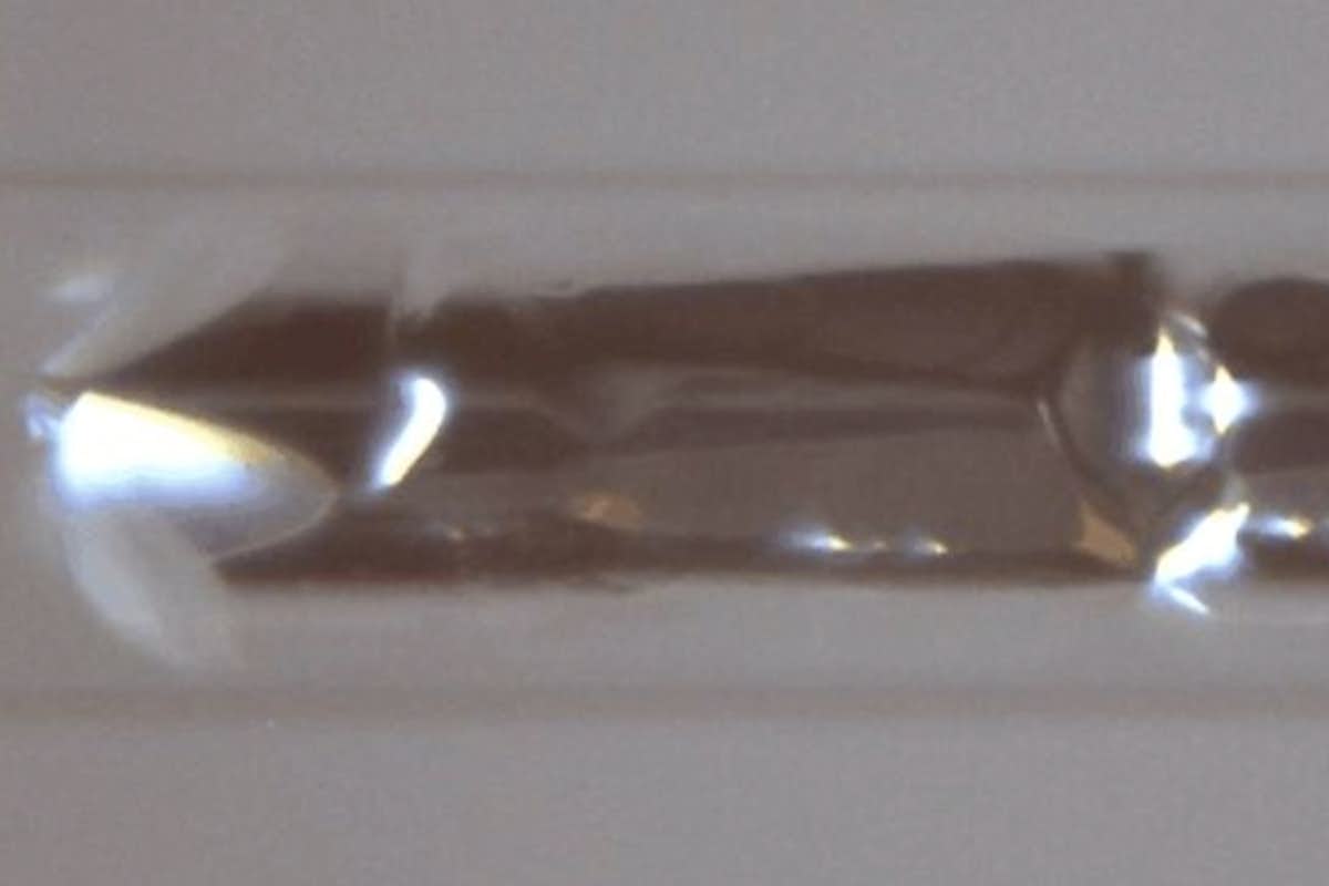 The smooth growth of sodium metal in action is the ultimate quality check of the electrolyte for Peng Bai and Bingyuan Ma’s anode-free batteries. (Image: Bai Lab)